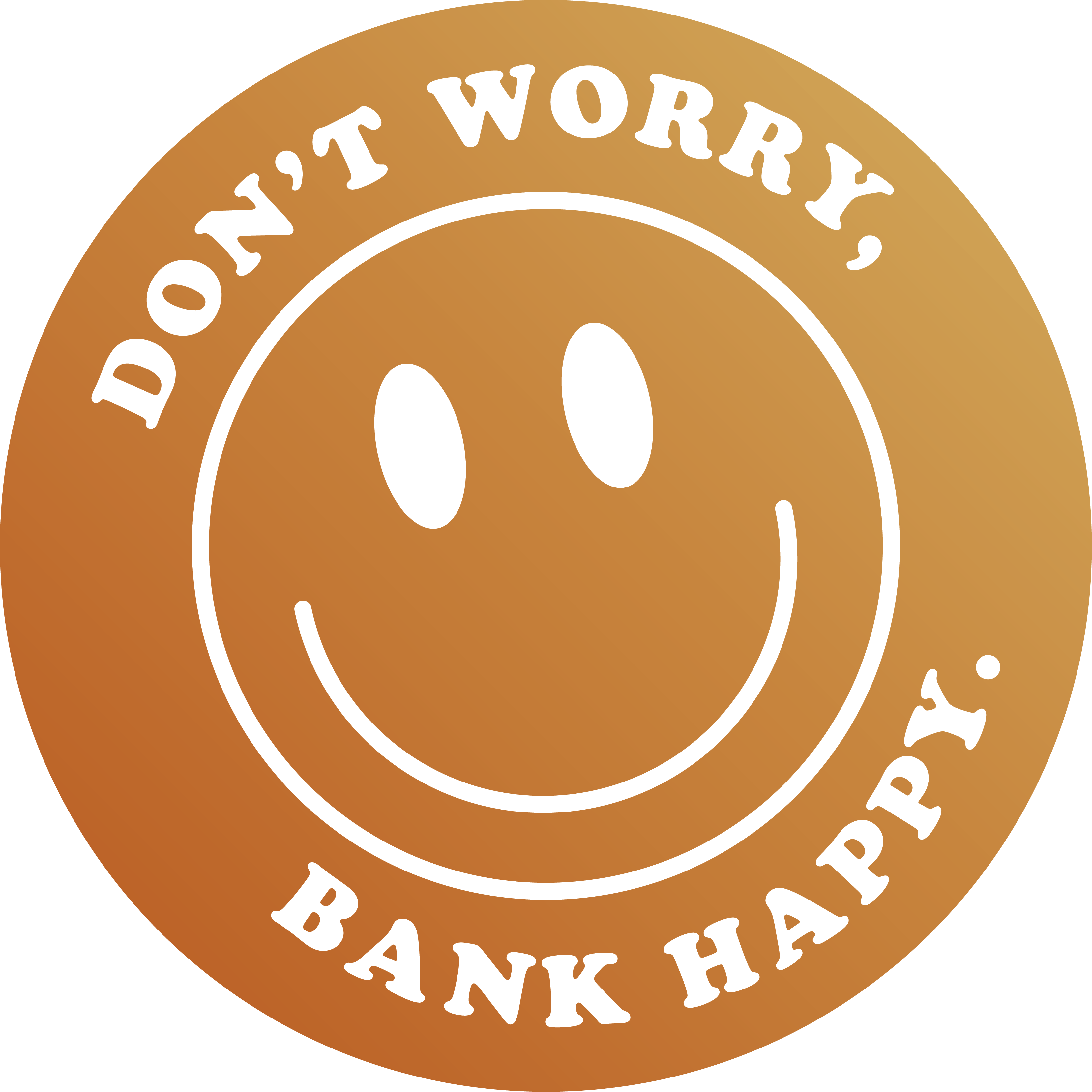 Logo for Don't Worry, Bank Happy that looks like a smiley face